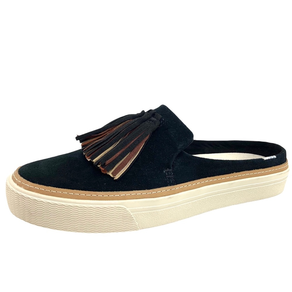Toms Sunrise Tassel Slip On Mules Flats Suede